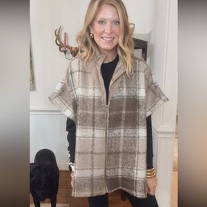 Worn once! Time and Tru Plaid Vest in Brown and Cream